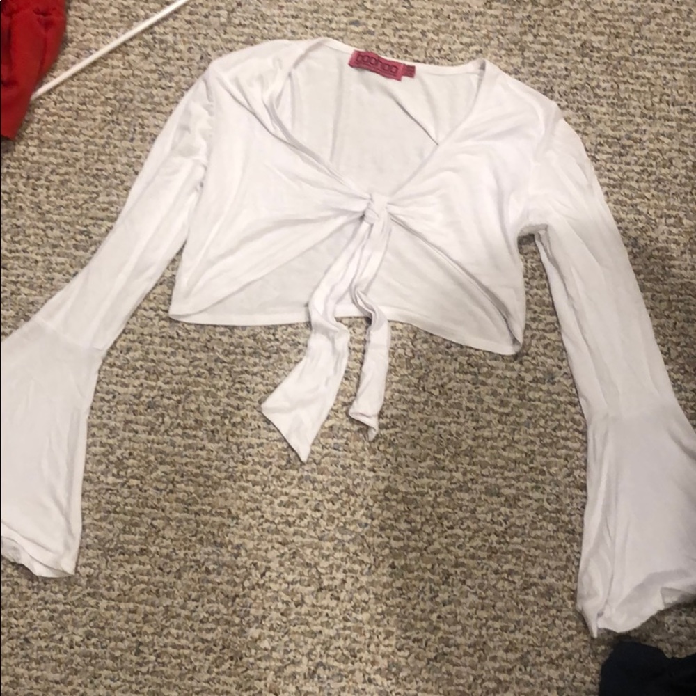 Boohoo crop top white. Never worn.